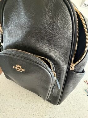 Coach Black Pebbled Leather Backpack with Gold Hardware